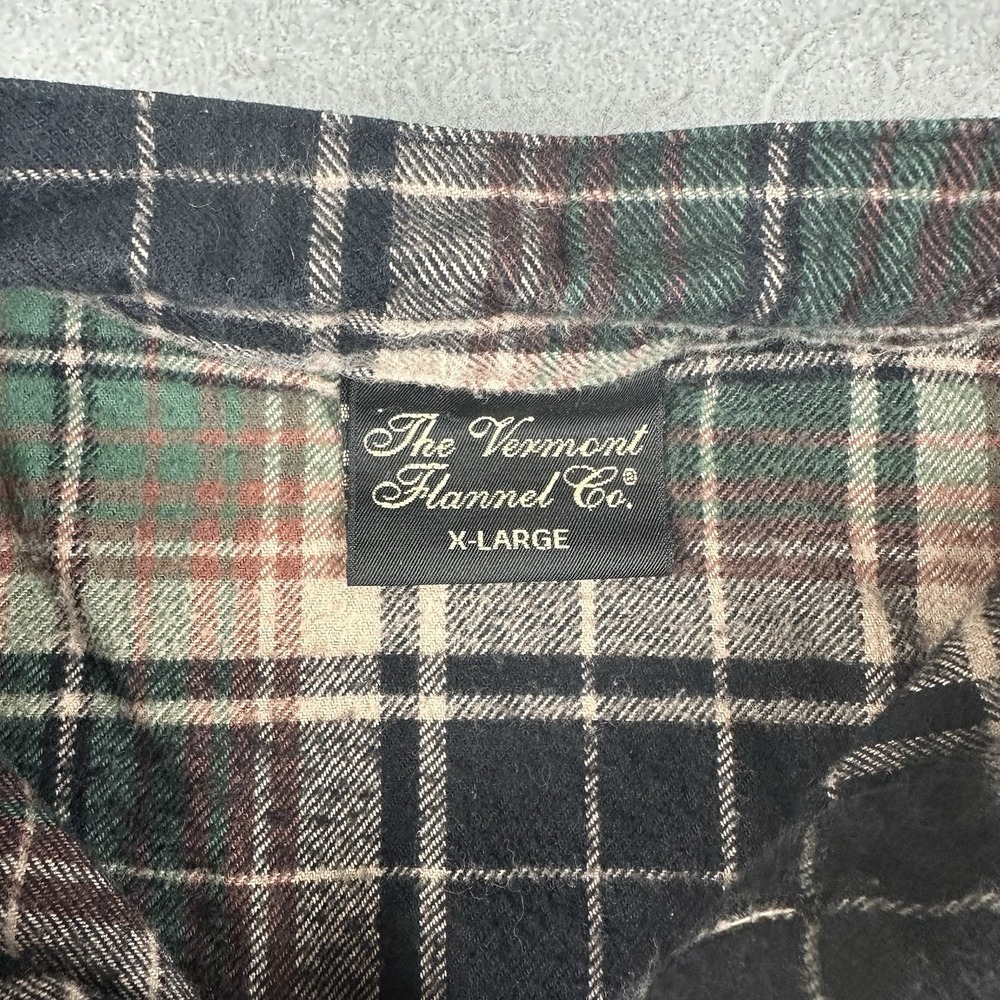 The Vermont Flannel Co Shirt Men's‎ XL Green Black Plaid 1/4 Button Band Collar - Picture 10 of 16